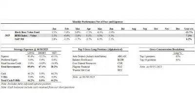 Black Bear Value Partners LP Monthly Performance