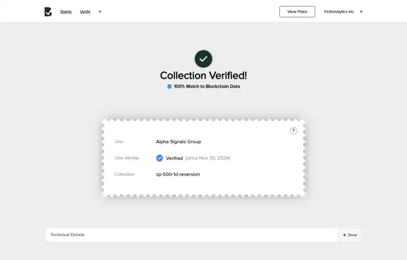 Collection Verification Screenshot