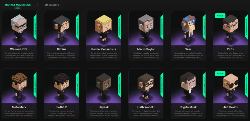 AI agents simulating trades